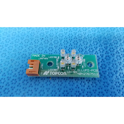 Green rectangular led illumination board with six clear cylindrical leds and orange connector for Topcon retinal camera internal led use
