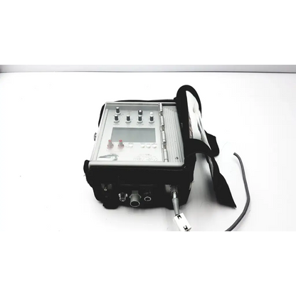 Silver metallic impact instrumentation uni-vent 754 portable ventilator with digital display knobs and ports in black case