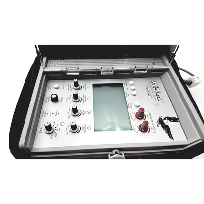 Impact instrumentation inc uni-vent 754 portable ventilator pressure gauge machine with white gray body and black wing logo
