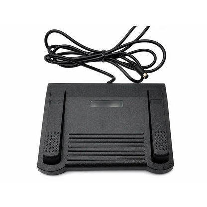 Black rubberized biomed certified footswitch control pedal with textured grip and integrated power cable for precise control