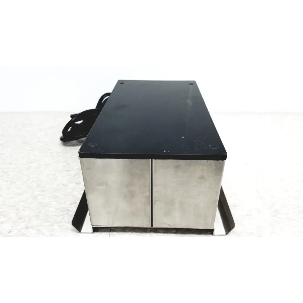 Black and stainless steel industrial magnetics imi dsc424-120 rectangular demagnetizer with power cord attached