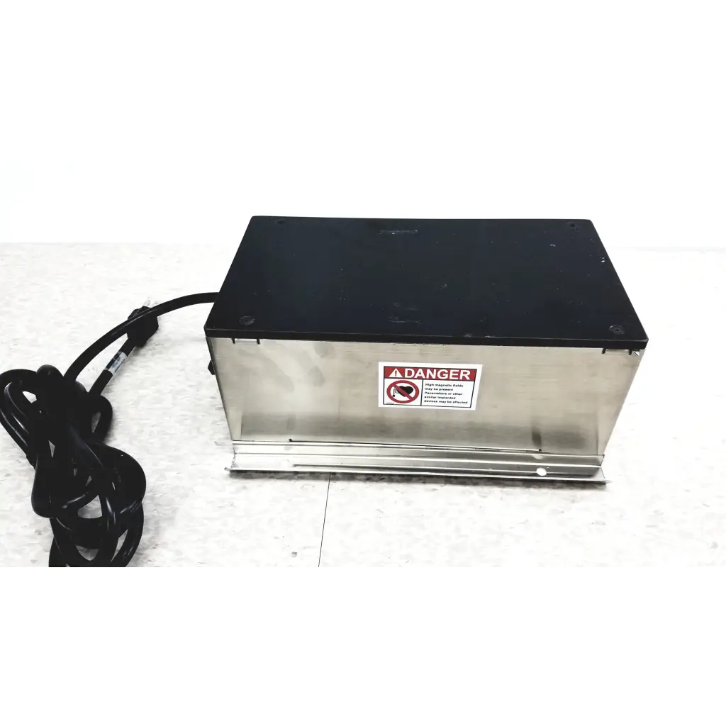 Rectangular metallic industrial magnetics imi dsc424-120 demagnetizer with black top and coiled black power cord