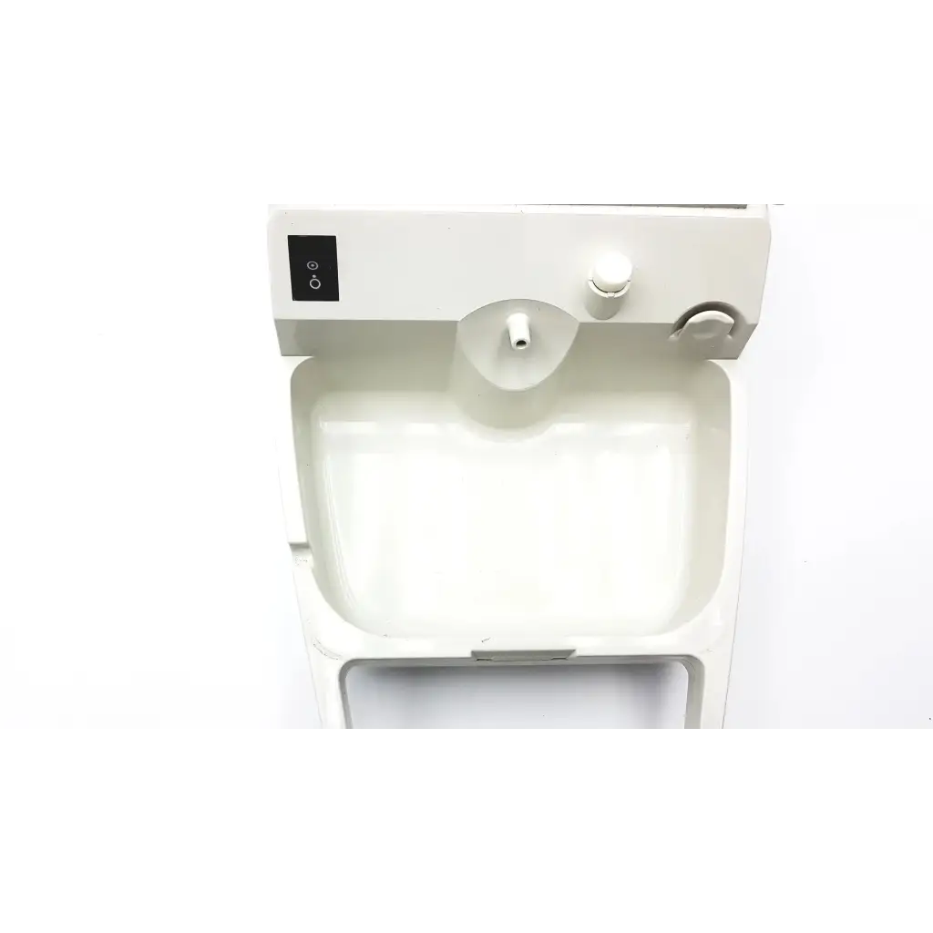 White plastic wall-mounted sink with single faucet and soap dispenser for inspiration respironics nebulizer af5-5 2923sm