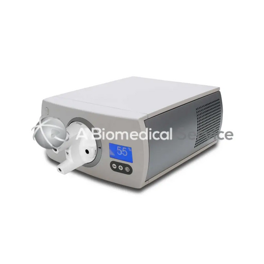 Silver-gray rectangular integra luxtec mlx 300 medical device with digital display showing 55° and white nozzle attachment