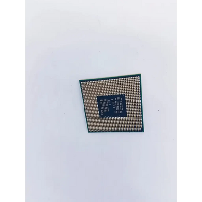 Intel core i3-2100 processor with square metallic pin grid and dark blue chip compatible with socket g1 laptop use