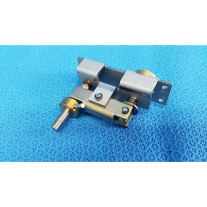 Silver and brass-colored metal main unit locking knob mechanical assembly with plunger pin and lever handle