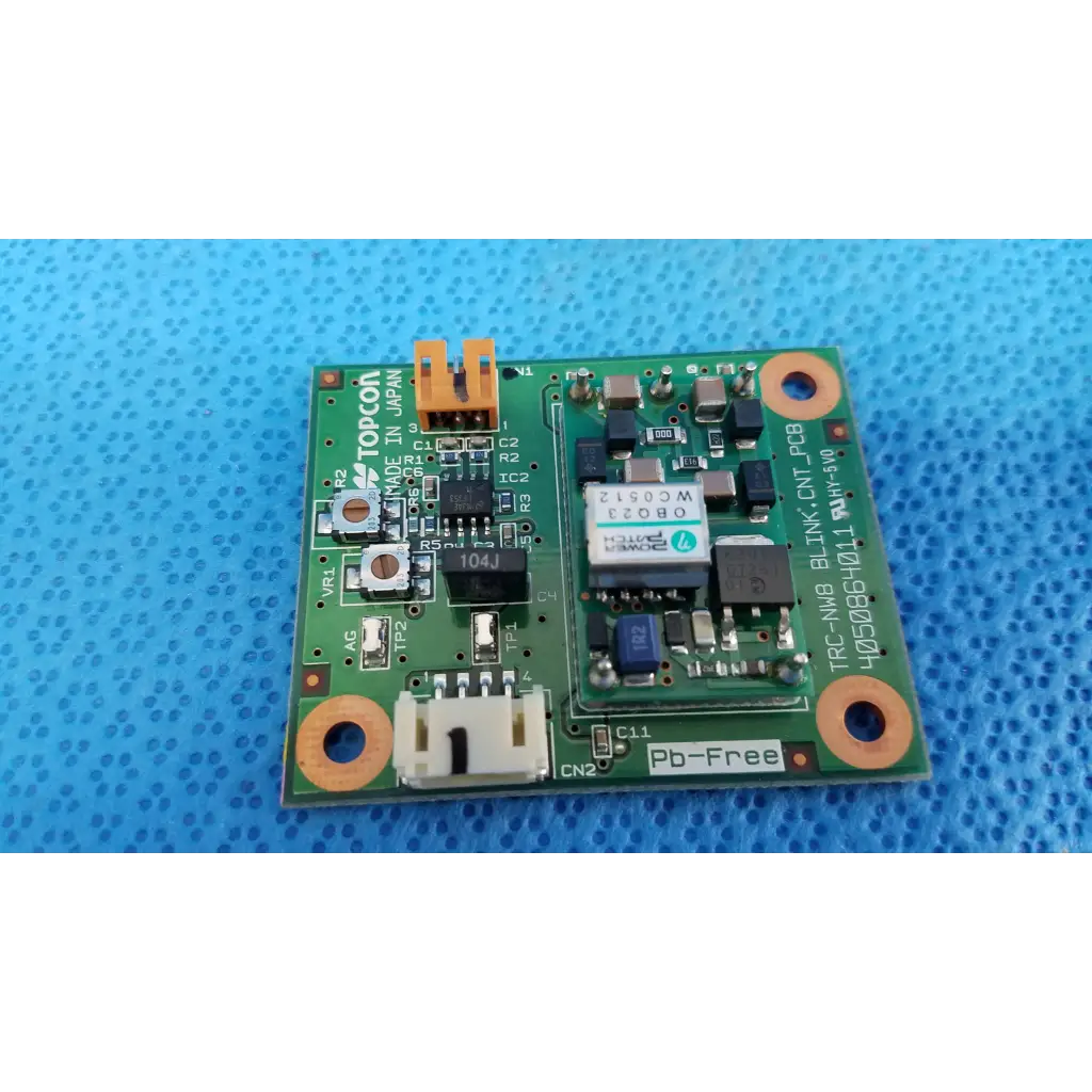 Green rectangular blink control circuit board with orange white connectors for topcon trc-nw8 retinal camera