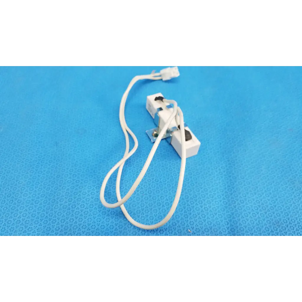 White ceramic power resistor with coiled cable and black connectors for topcon fundus retinal camera use
