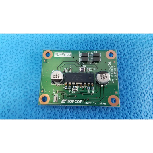 Green rectangular motor driver pcb board with black integrated circuits and capacitors for topcon chinrest motor