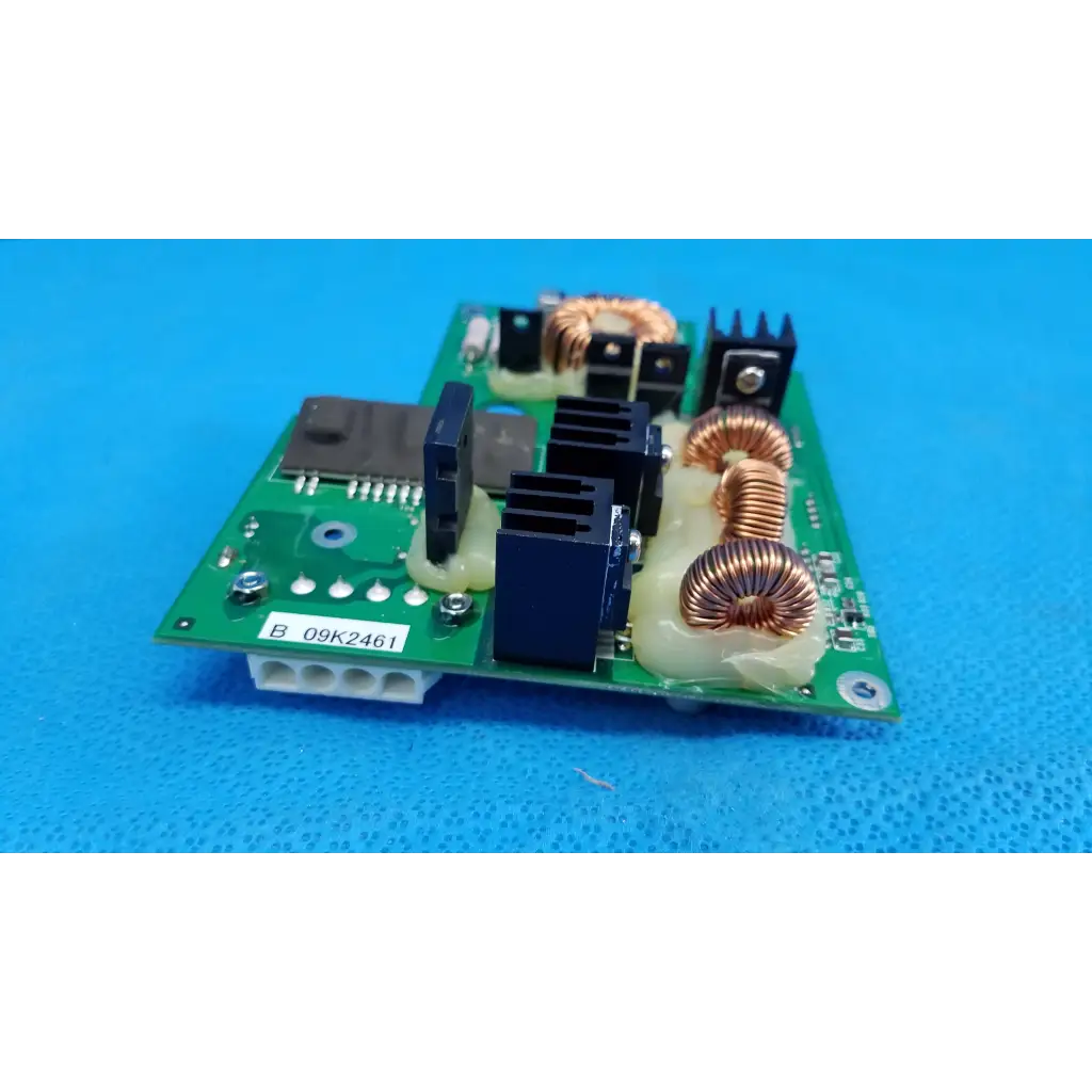 Green internal dc power pcb with copper coils and black components for topcon trc-nw8 fundus camera power pcb