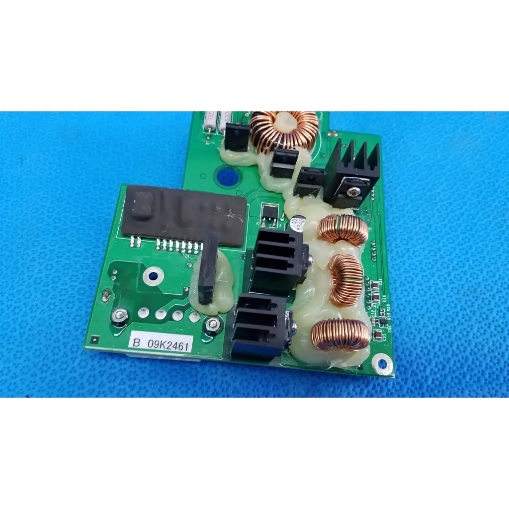 Green internal dc power pcb with copper coils and black components for Topcon TRC-NW8 fundus camera power pcb