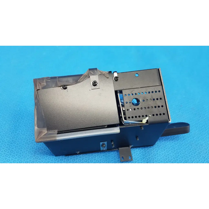 Black and silver industrial halogen illumination lamp assembly housing with perforated ventilation for Topcon TRC-NW6S fundus camera