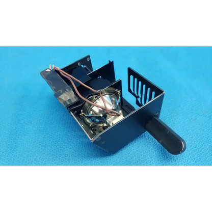 Black metal halogen illumination lamp housing with reflective bulb and wiring for topcon trc-nw6s fundus camera