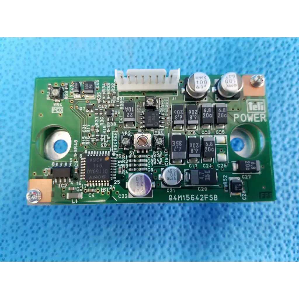Green rectangular internal image sensor board with capacitors and white connector for topcon trc-nw8 retinal camera