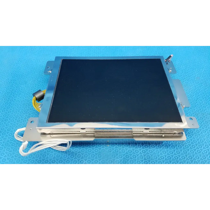 Silver-framed lcd display screen monitor with black screen and wiring for topcon trc-nw8 fundus retinal camera assembly
