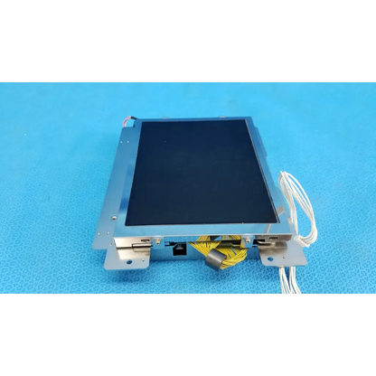 Silver-framed internal lcd display screen monitor with black screen and yellow white cables for topcon fundus camera rear view