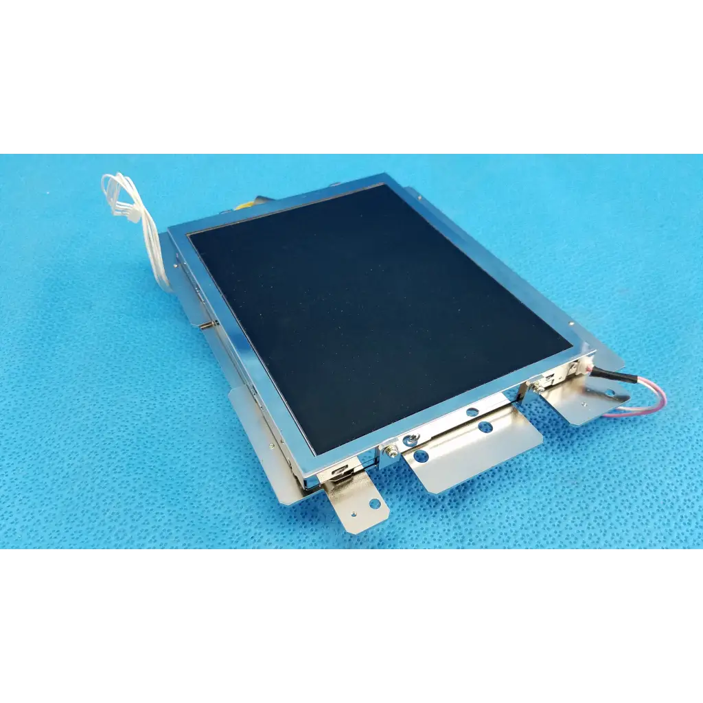 Silver-framed lcd display screen monitor assembly with black screen and mounting brackets for topcon fundus camera