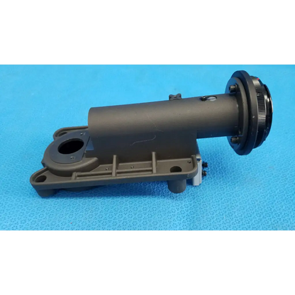 Dark gray metallic main optical lens barrel with black threaded front ring and mounting flanges for Topcon TRC-NW8 camera