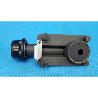 Black and gray lens barrel focus drive assembly with porro prism and camera adapter for topcon trc-nw8 retinal camera