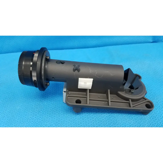 Black plastic lens barrel focus drive block assembly with textured focus ring and porro prism for topcon fundus camera