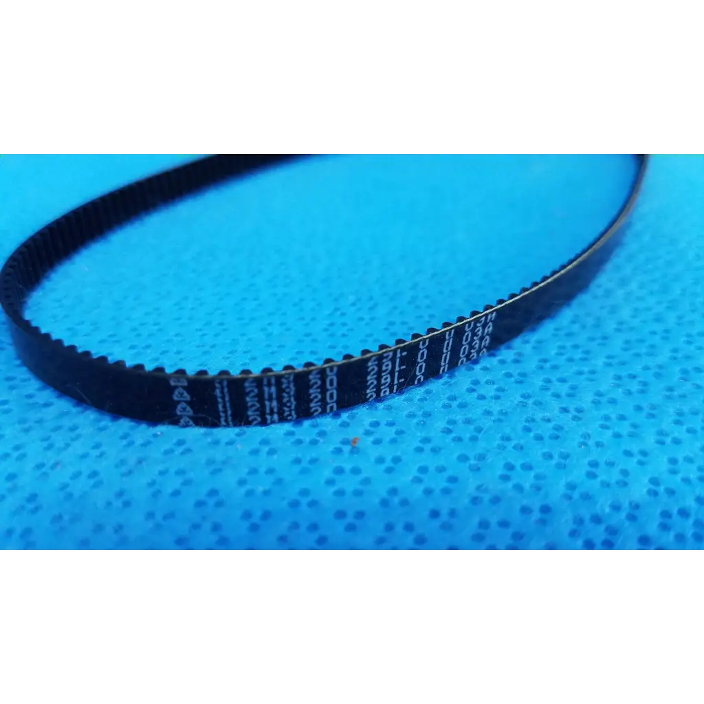 Black rubber mechanical drive timing belt with teeth and white specifications for Topcon TRC-NW8 retinal camera