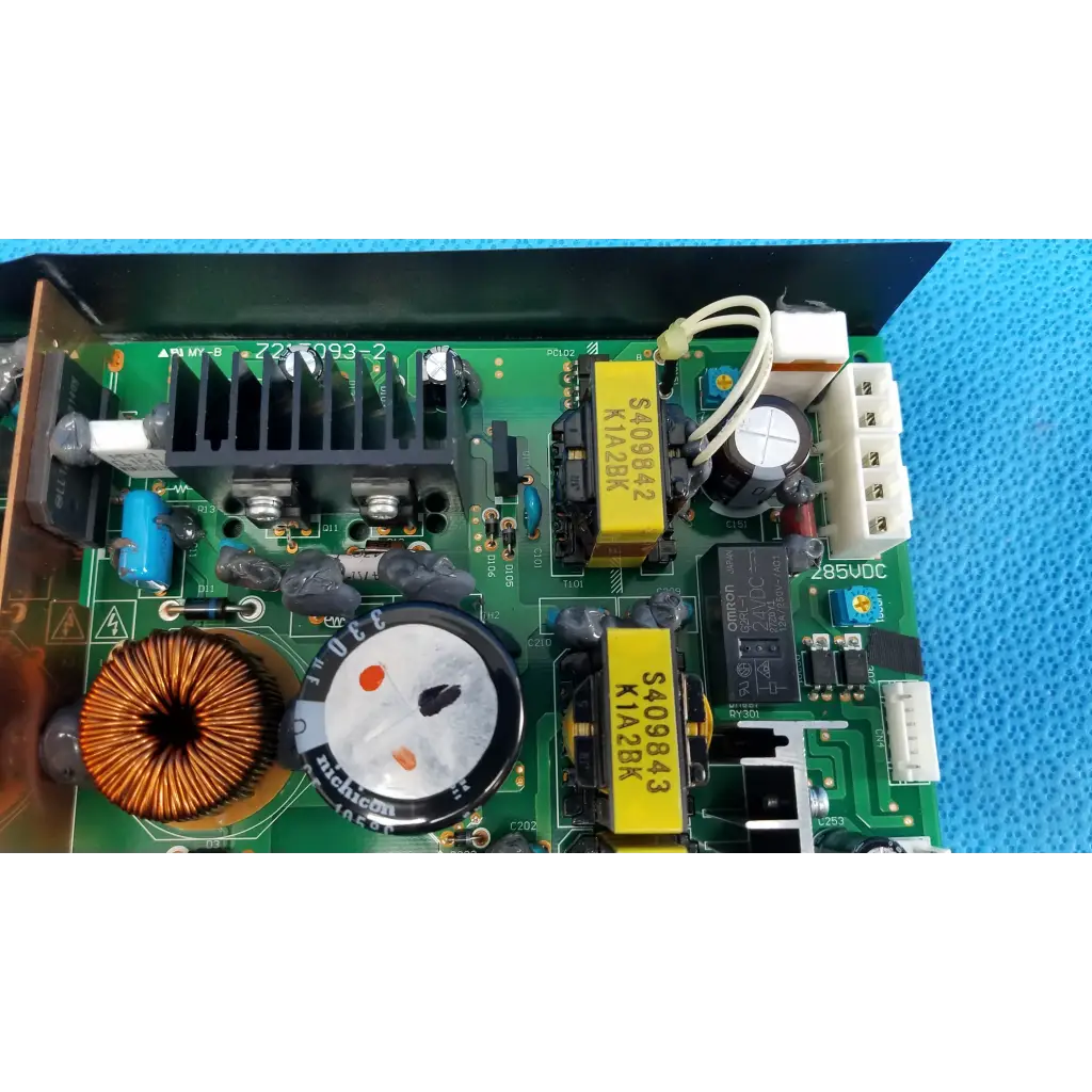 Green circuit board power supply board with capacitors resistors and copper coil for topcon trc-nw8 fundus camera