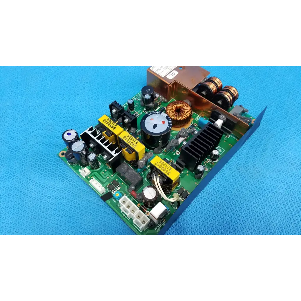 Green power supply board with black and yellow capacitors and copper transformer for topcon trc-nw8 fundus camera