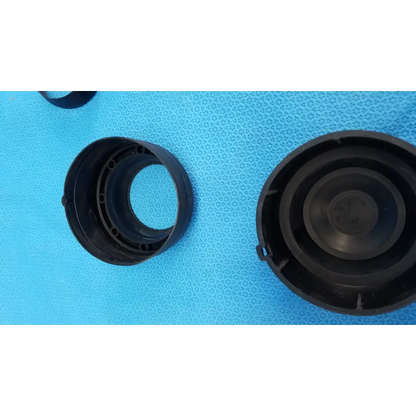 Black plastic dust cap and alignment ring for viewfinder bellows in a 3-piece set for Topcon TRC-NW8 retinal camera