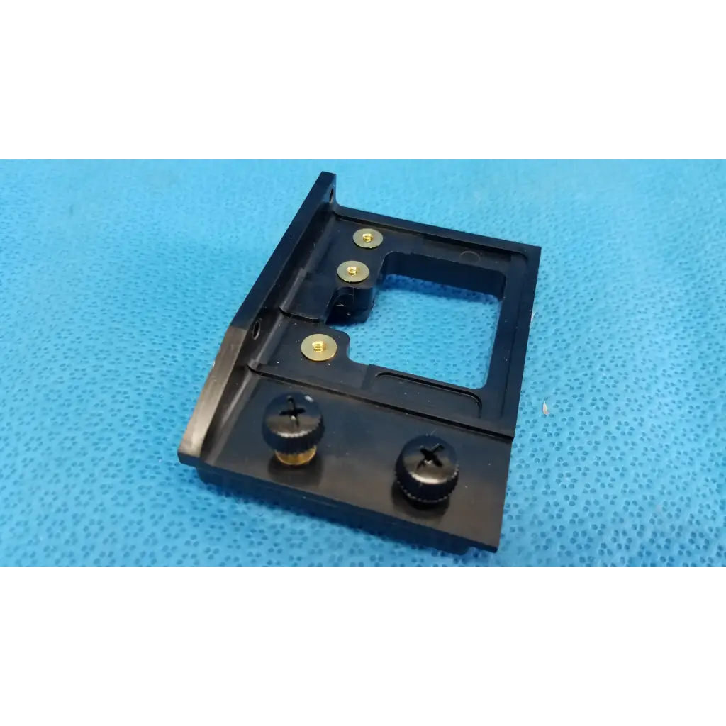 Black plastic internal optical alignment mirror mount slider bracket with gold screws and black caps for topcon trc-nw8