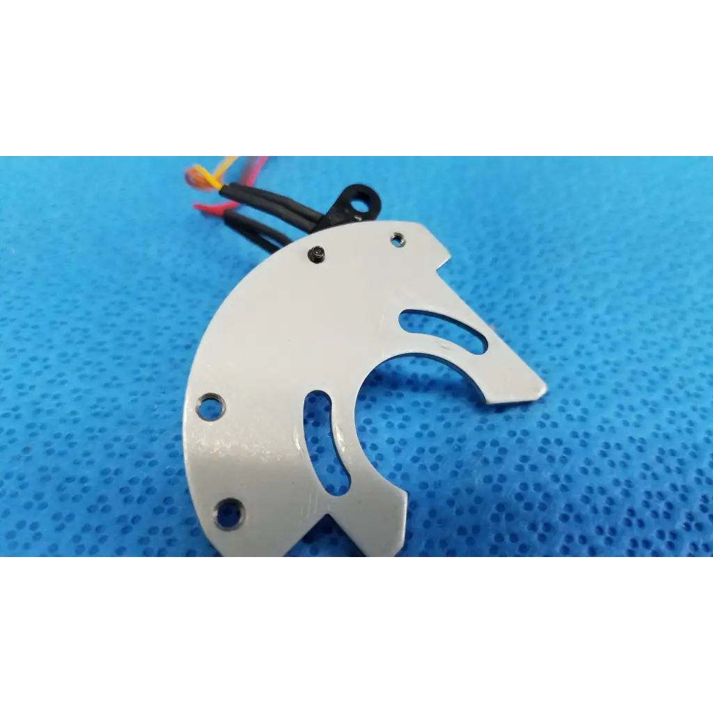 White plastic internal optical base axis limit photo-interrupter sensor with aluminum bracket and attached wires