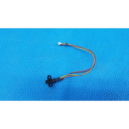 Black plastic optical base photo-interrupter sensor wire harness with multi-colored wires and white connector for topcon