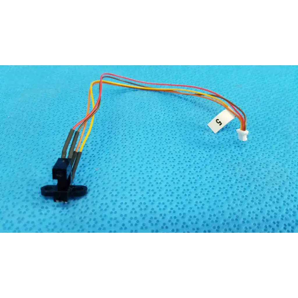 Black plastic internal optical base photo-interrupter sensor with multi-colored wires and white connector for topcon fundus camera