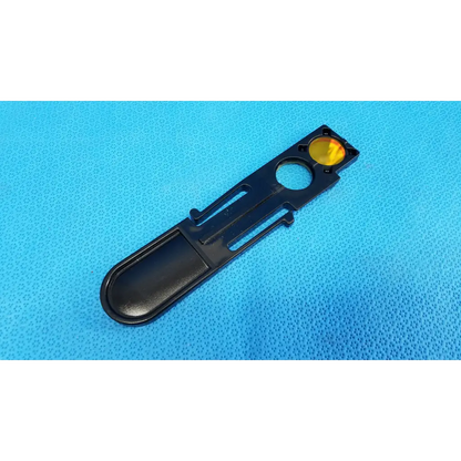 Black plastic optical filter slider with yellow reflective blade for topcon trc-nw8 fundus retinal camera