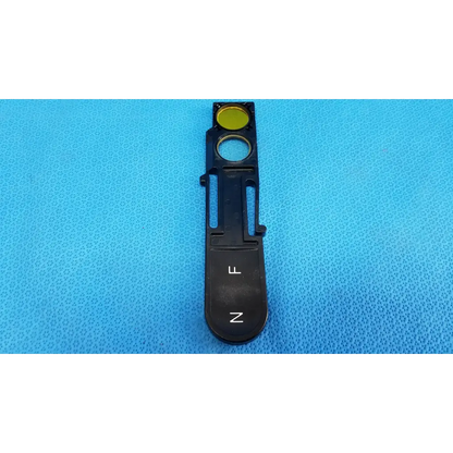 Black plastic optical filter slider with yellow filter and labeled slots l and z for topcon trc-nw8 fundus retinal camera