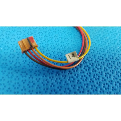 A multi-colored wire harness with a yellow connector and label 14 is coiled on blue for photo interrupter use in topcon trc-nw6s