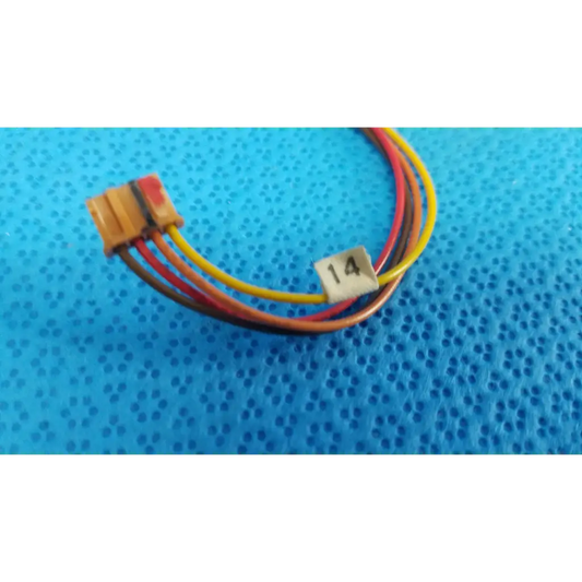 A multi-colored wire harness with a yellow connector and label 14 is coiled on blue for photo interrupter use in topcon trc-nw6s