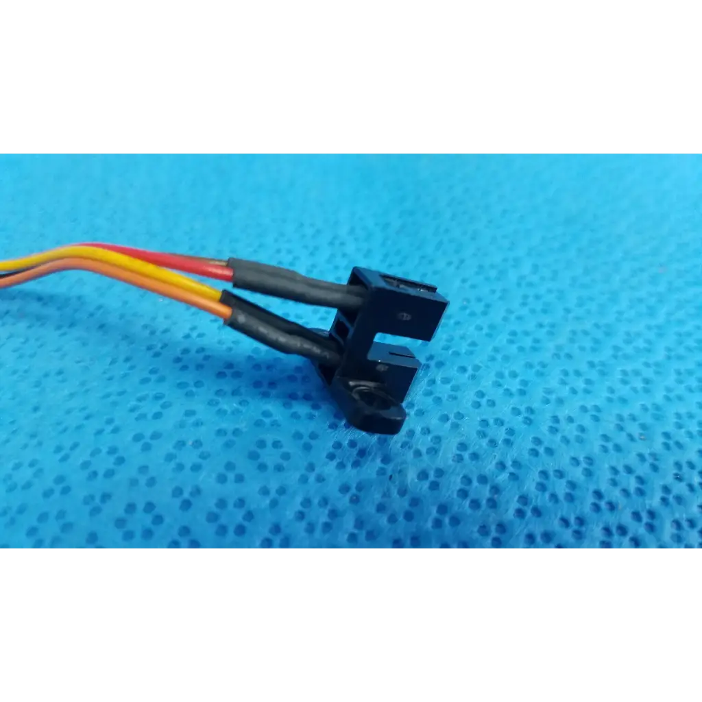 Black plastic internal optical slot photo interrupter limit sensor cable assembly with red yellow and orange wires for topcon