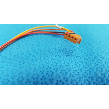 Orange plastic connector with red yellow and black wires for internal optical slot photo interrupter sensor cable assembly