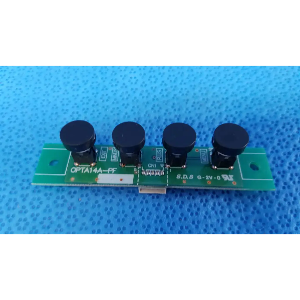 Green circuit board with four black cylindrical components for internal osd control menu switch button pcb board opta14a-pf