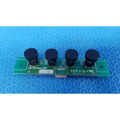 Green circuit board with four black cylindrical components for internal osd control menu switch button pcb board opta14a-pf