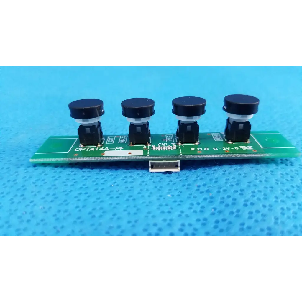 Green circuit board with four black sensors and usb connector featuring osd control menu switch button for topcon fundus camera