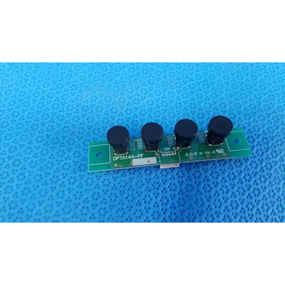 Green circuit board with four black cylindrical components for osd control menu switch button pcb board opta14a-pf