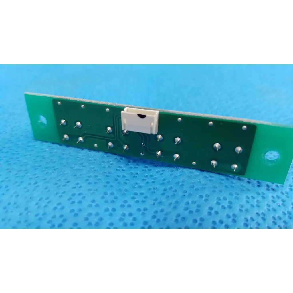 Green rectangular pcb board with silver pins and white connector for internal osd control menu switch button use