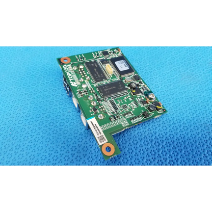 Green topcon internal sub cpu logic motherboard board with black integrated circuits and orange mounting holes for fundus retinal camera