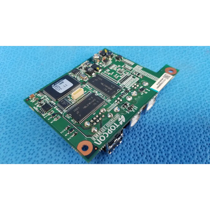 Green topcon logic motherboard board with black integrated circuits and silver connectors for fundus retinal camera use