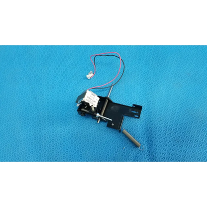 Black plastic and metal rotary solenoid mechanical switch with attached wires for topcon fundus retinal camera