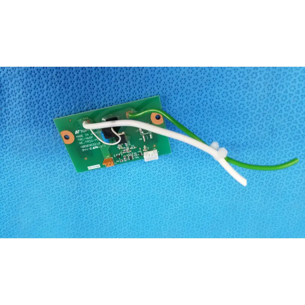Green rectangular internal xenon flash trigger pcb board with white and green wires for topcon fundus retinal camera