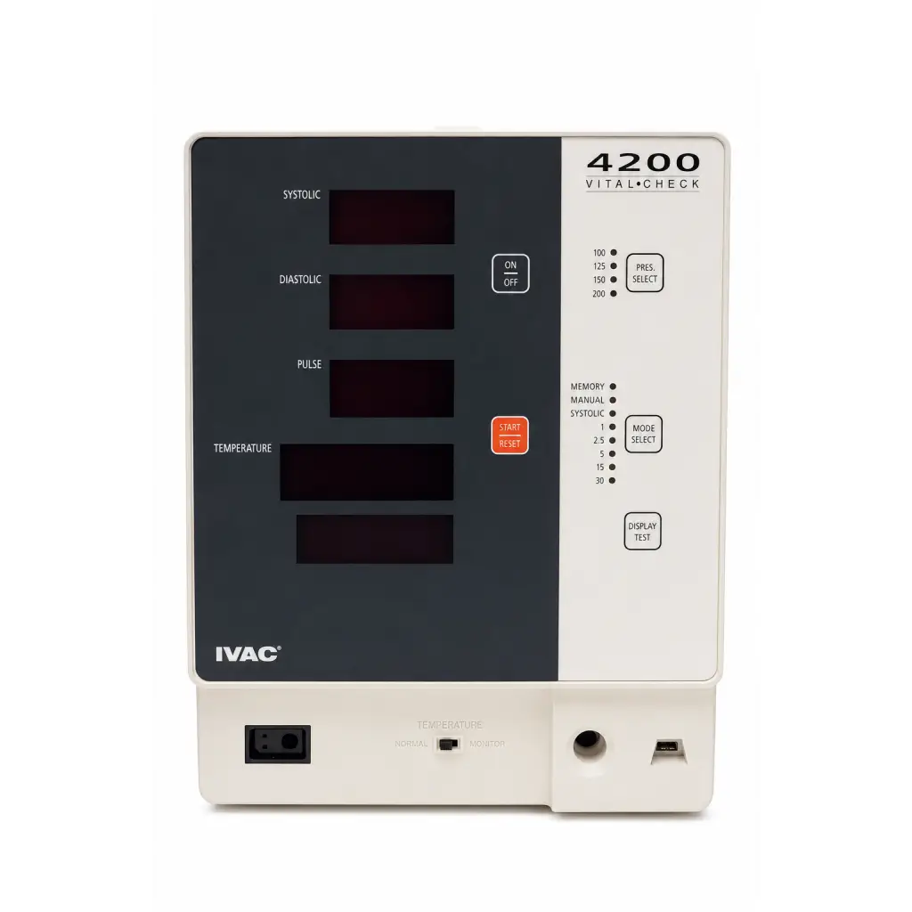 White and black ivac 4200 vital-check patient monitor with digital display biomed certified for vital signs monitoring