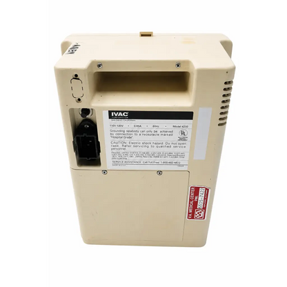 Beige plastic ivac 4200 vital-check patient monitor back with black power connector and ventilation slots biomed certified