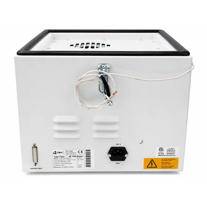 Back of white biomed certified ivoclar wieland zenotec cyclon dental dust extractor with power input and serial port